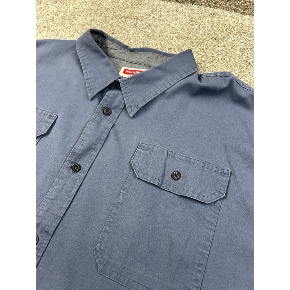 Wrangler Short Sleeve Shirt Mens 3XL Blue Workwear Button Up Flex For Comfort